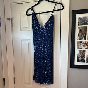Sparkling Midnight Blue Mini Sequin  Dress